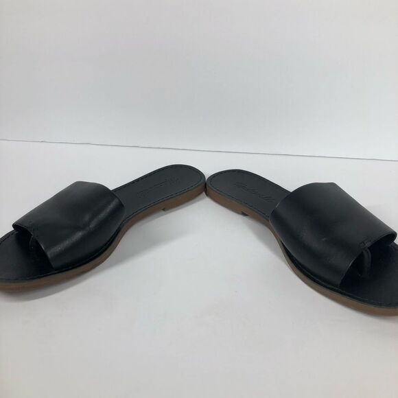 Madewell The Boardwalk Post Slide Sandal in Black Leather Size 6 JO201 - Picture 4 of 9